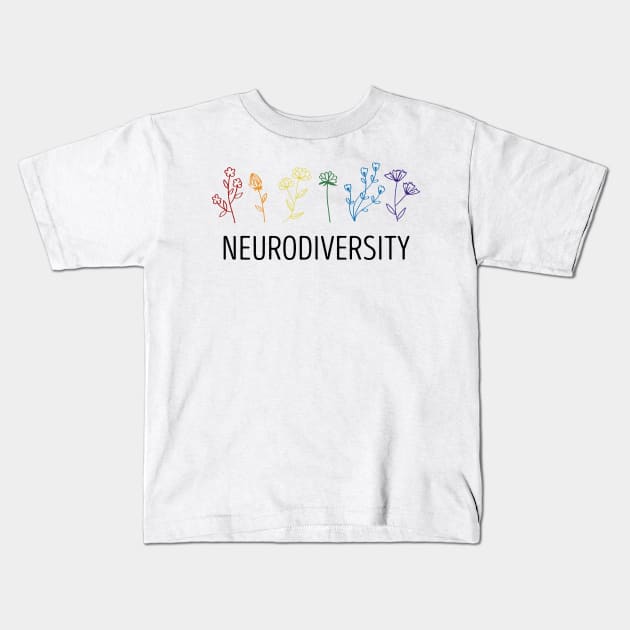 Neurodiversity Autism Awareness ADHD Flower Autistic Kids T-Shirt by Aymoon05